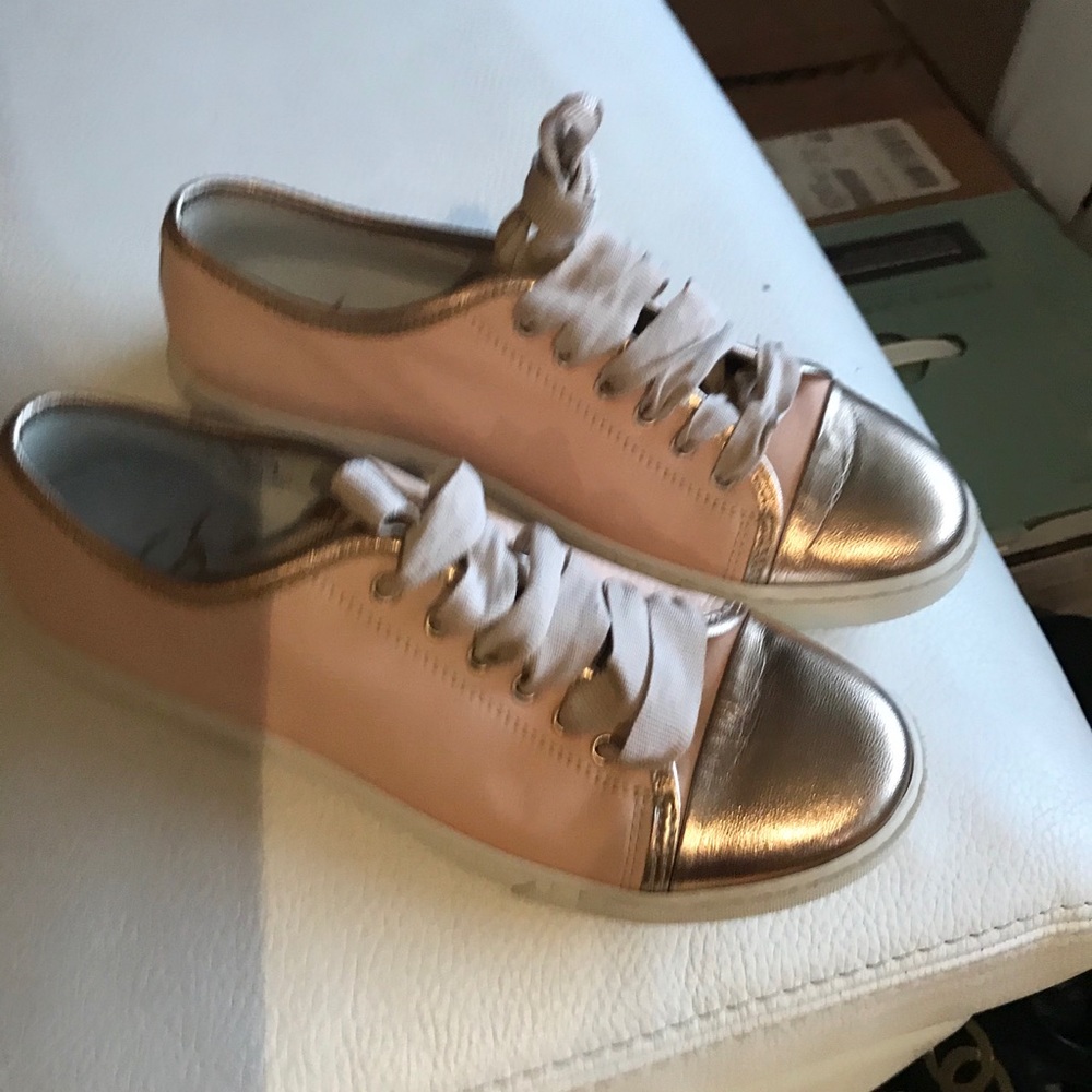 New GALLUCCI  Pink/Gold LeatherSneakers s 38 ITALY